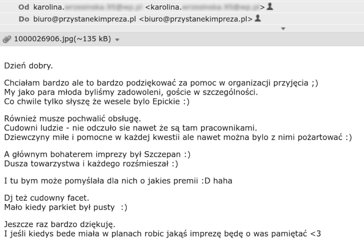 Opinia z emaila — Pani Karolina